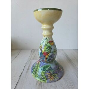 Vintage ceramic parrot bird plant stand candle unique tropical Hawaiian large